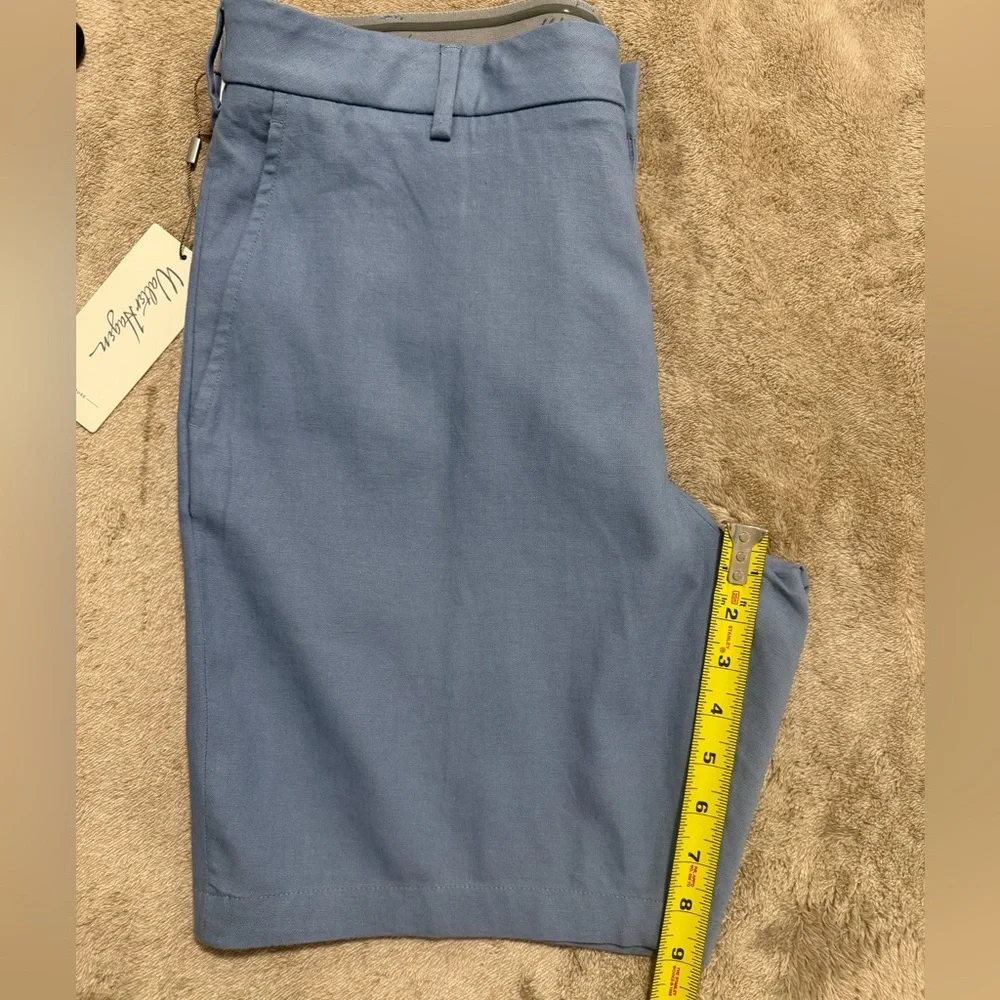 Walter Hagen Clubhouse Linen Shorts Grey Sky Blue Size 35 NWT Golf